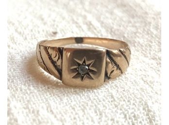 Small Gold And Diamond Ring Engraved MCM