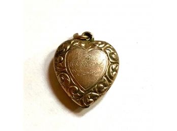 Tiny Gold Hollow Heart Charm Engraved 'albert'