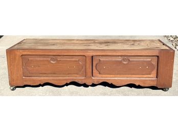 Antique Bench With Two Drawers And Two Castors For Repair