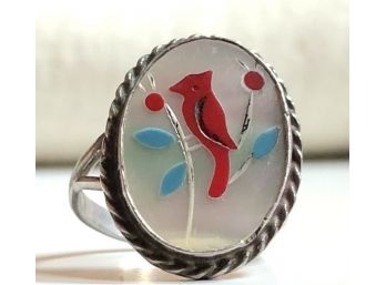 Vintage Zuni Inlay With Cardinal Ring