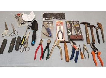 Assorted Tools Including Gardening, NIP Knifes And Multi Tools, Scissors And More