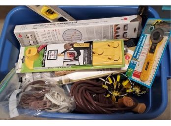 Large Box Of Tools, Extensions Cords, Hoses, Hammers And More
