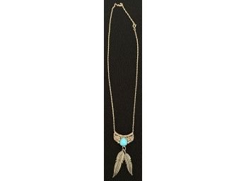 Sterling Silver Necklace With Sterling Silver And Turquoise Pendant