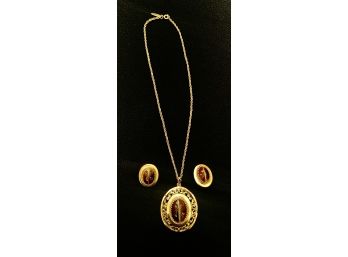 Whiting & Davis Costume Necklace With Pendant  And Clip On Earring Lot