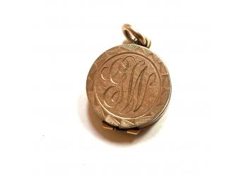Small Gold Filled Engraved With Initials 'GW' Victorian Locket Pendant