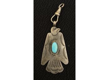 Sterling Silver And Turquoise Peyote Pendant