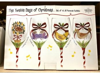 The 12 Days Of Christmas Set Of 12 All Purpose Goblets In Open Box