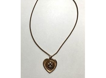 Vintage Sigma Chi White Cross Heart Pendant On Chain