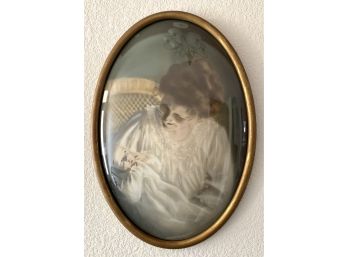Mother And Child In Round Glass Frame
