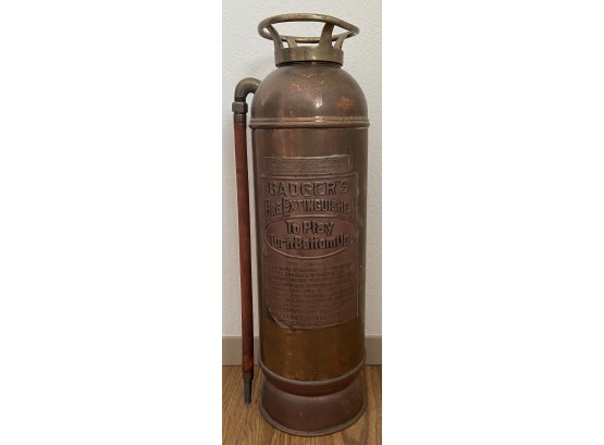 Vintage Copper And Brass Badger's Fire Extinguisher