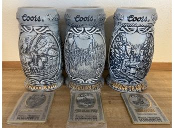 (3) Coors Collectors Steins With COA's