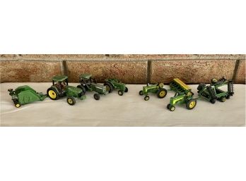 Collection Of Miniature John Deere Tractors & Farm Equipment