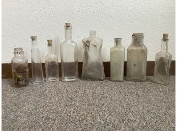 8 Vintage Miniature Glass Bottles