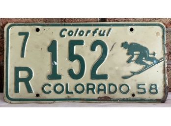 Colorful Colorado 1958 License Plate