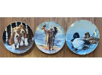 3 Assorted Limited Edition 8 Inch Decorative Plates With Mounts