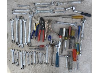 Collection Of  Assorted Hand Tools Including Wrenches, Pliers, Screw Drivers And More