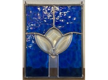 Small Blue Stained Glass Panel