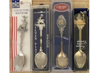 4 Silver Plate Collectable Spoons With Cases