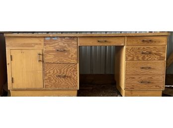 Wood And Veneer Writing Desk With Cabinet Space