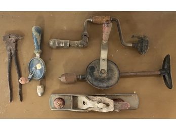 Assorted Hand Tools Including Drills And Planer