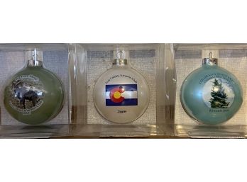 3 Classic Collector Series Colorado Ornaments With Boxes