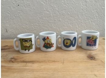 Lot Of 4 Ceramic Spongebob Sqarepants Miniature Mug Set