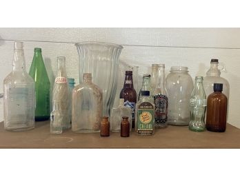 Large Collection Of Vintage Glass Bottles, Jugs, And More