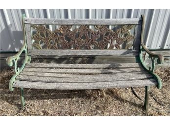 Cast Iron Outdoor Bench With Rose Pattern