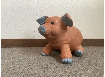 Ceramic Replica Of Stuffed Pig Piggy Bank