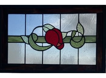 Pretty Stained Glass Rose Panel On Chain