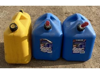 (2) 5 Gallon Kerosene Cans With 5 Gallon Diesel Can
