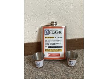 Novelty Prescription Flask With Two Shot Glasses