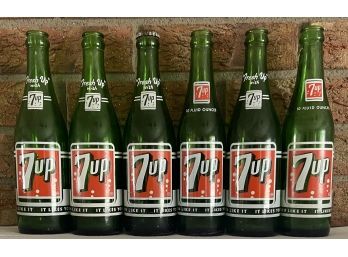 (6) Vintage 7up Bottles