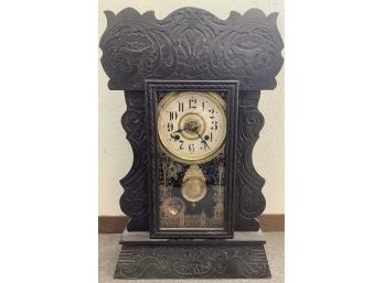 Vintage Wooden Mechanical Clock By  New Haven Clock Company