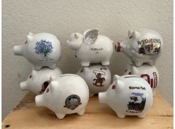 8 Assorted 3' Ceramic Commemorative Piggy Banks