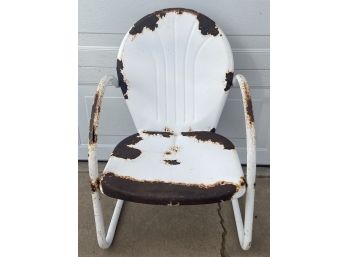Vintage Metal Shell Back Lawn Chair