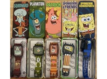 5 SpongeBob Square Pants Collectable Watches With Original Tin Boxes