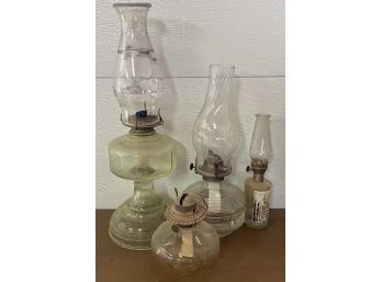 3 Glass Hurricane Lamps With Extra Base