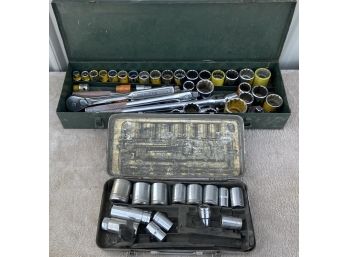 (2) Assorted Socket Sets With Wrenches And Metal Cases (incomplete)