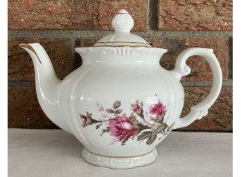 Floral China Teapot With Gold Accents