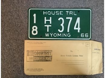 Vintage Wyoming License Plate 1966