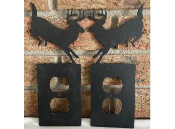 (2) Metal Deer Outlet Plate Covers