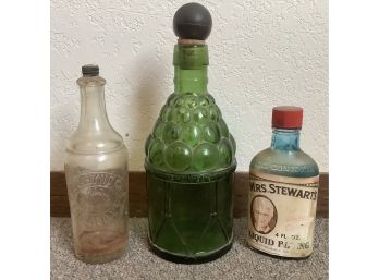 3 Vintage Glass Bottles Including McGivers American Army Bitters Bottle