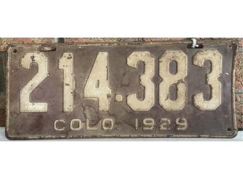 1929 Colorado License Plate