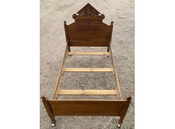 Solid Wood Twin Bed With Casters