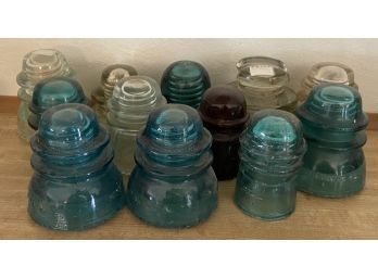 Collection Of 12 Glass Insulators (as Is)