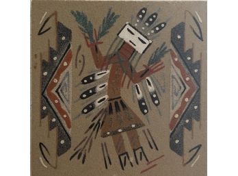 Small Navajo Sand Art Signed On Back