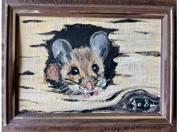 Jo Sue Signed Original Oil Painting Mouse In Frame