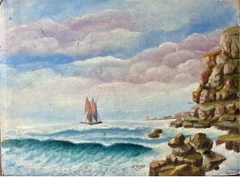 Original Zuras Oil Painting Sail Boat Unframed