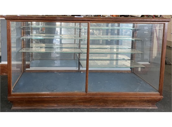 Large 6 Foot Wood And Glass Commercial Display Cabinet